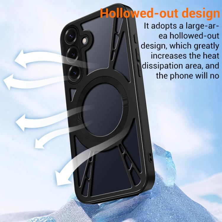 For Samsung Galaxy S26 5G Silicone Cooling Hollow Metal MagSafe Phone Case