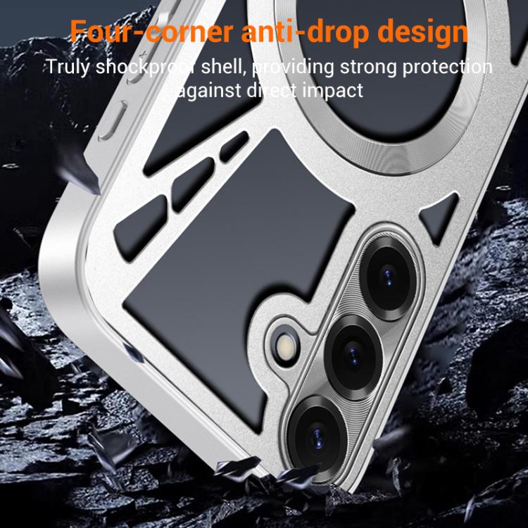 For Samsung Galaxy S26 5G Silicone Cooling Hollow Metal MagSafe Phone Case