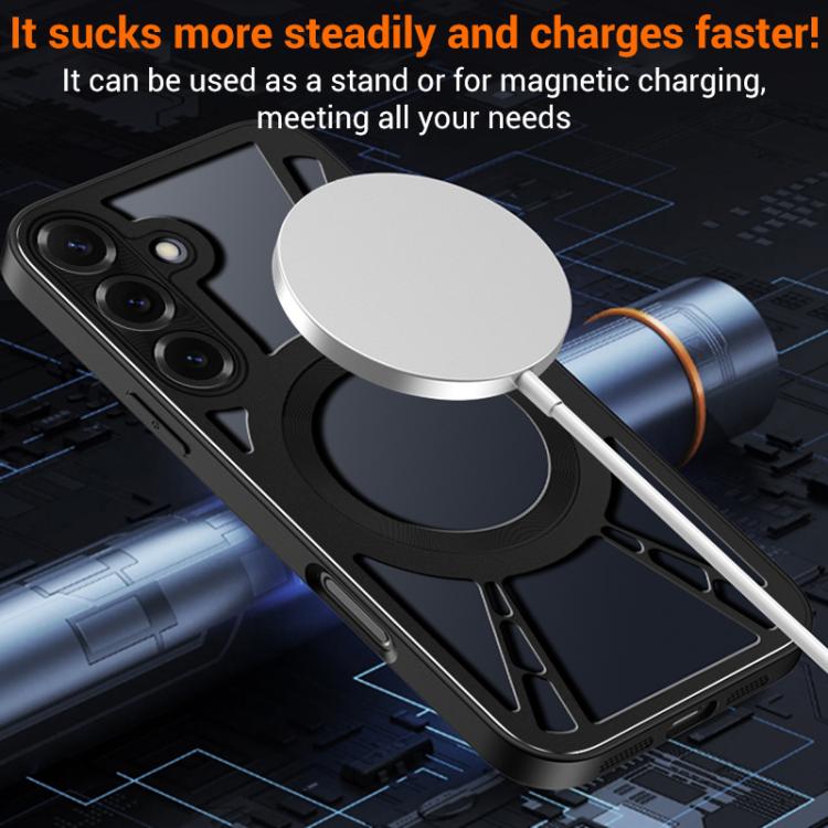 For Samsung Galaxy S26 5G Silicone Cooling Hollow Metal MagSafe Phone Case
