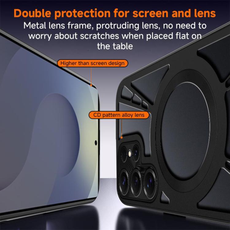 For Samsung Galaxy S26 Ultra 5G Silicone Cooling Hollow Metal MagSafe Phone Case