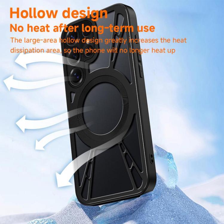 For Samsung Galaxy S26 Ultra 5G Silicone Cooling Hollow Metal MagSafe Phone Case