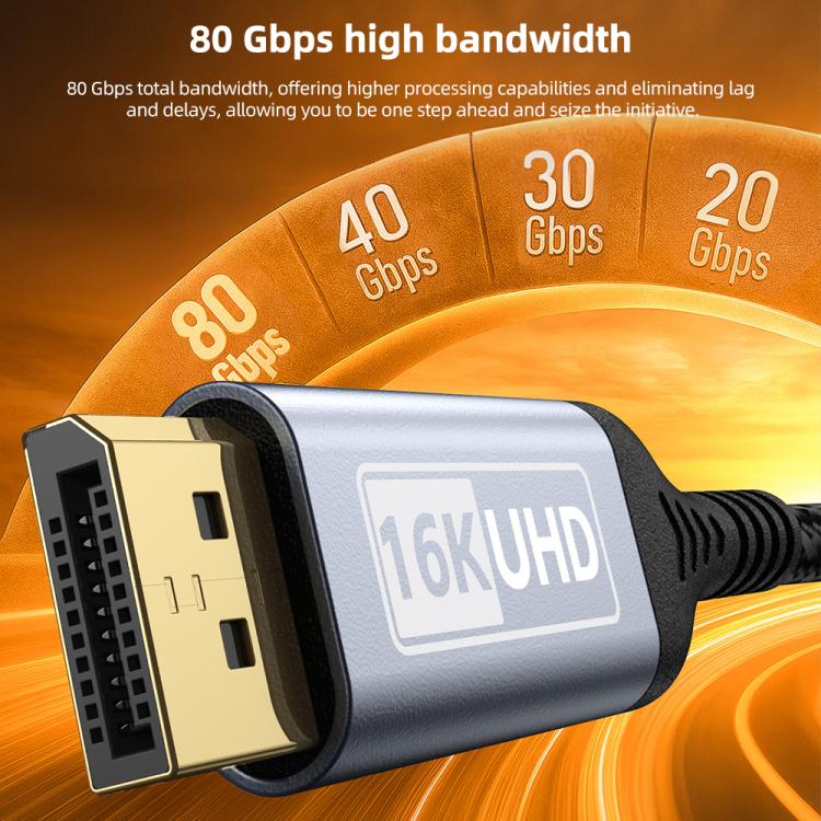 DP to DP 2.1 16K Gaming HD Cable Monitor Adapter Cable, Length:2m