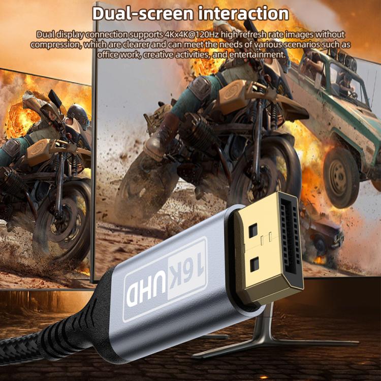 DP to DP 2.1 16K Gaming HD Cable Monitor Adapter Cable, Length:5m