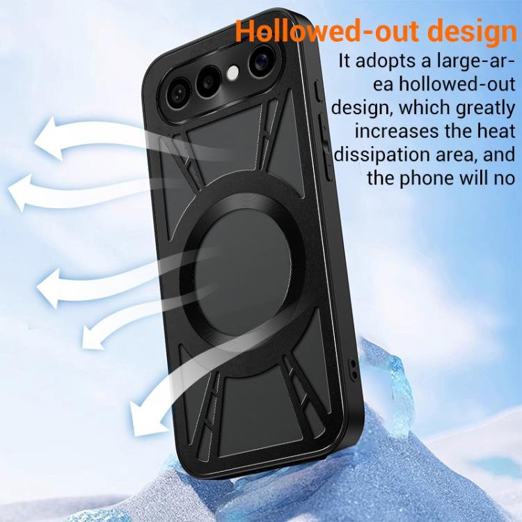 For vivo S50 5G Silicone Cooling Hollow Metal MagSafe Phone Case