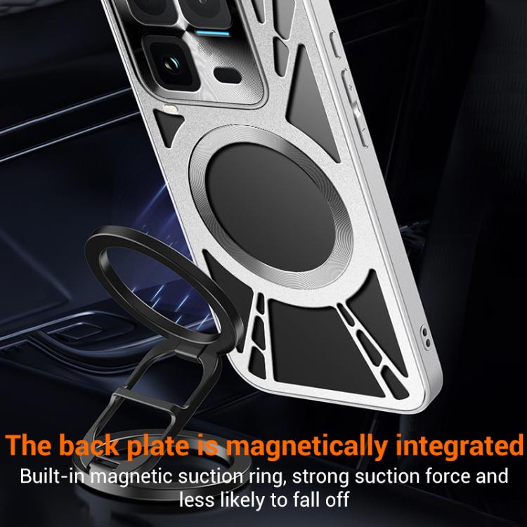For vivo iQOO 15 Ultra 5G Silicone Cooling Hollow Metal MagSafe Phone Case