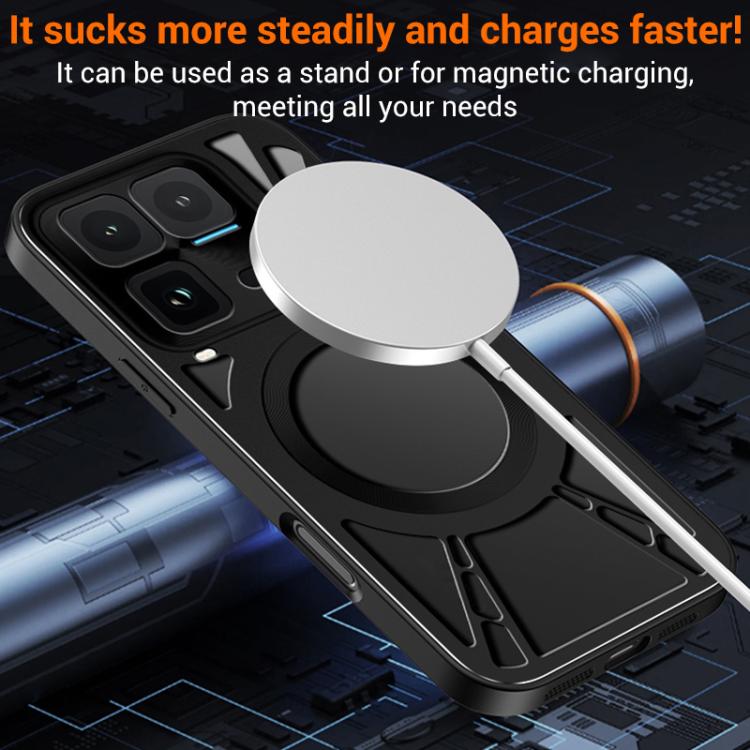 For vivo iQOO 15 Ultra 5G Silicone Cooling Hollow Metal MagSafe Phone Case