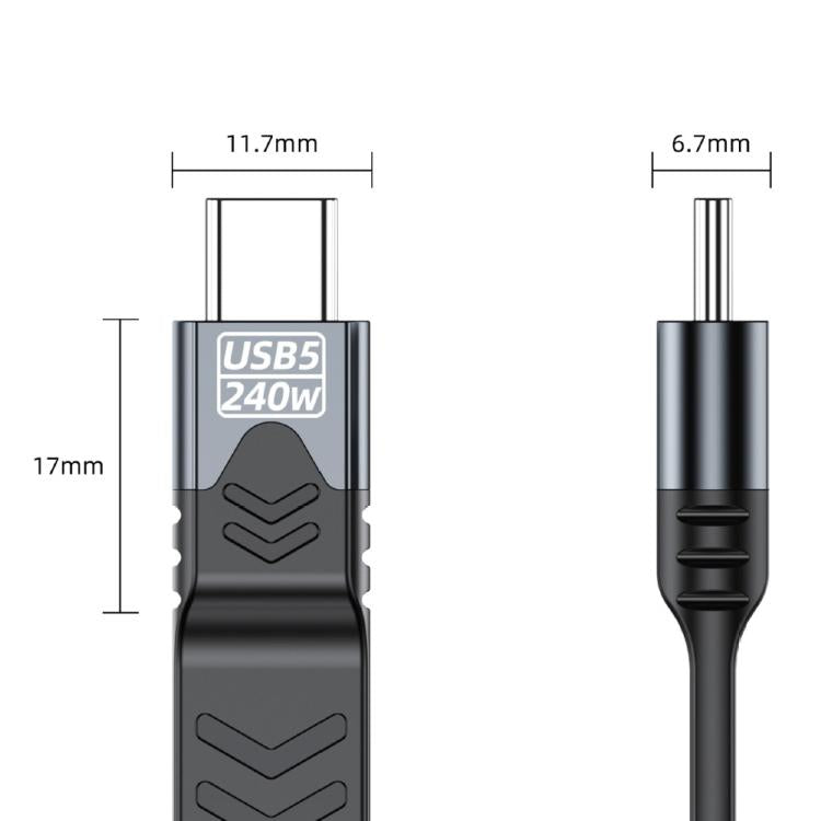 USB5 240W 16K 80Gbps Type-C to Type-C For Thunderbolt 5 Full Function FPC Cable Data Cable - Black