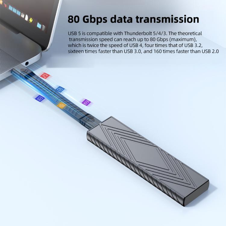 USB5 240W 16K 80Gbps Type-C to Type-C For Thunderbolt 5 Full Function FPC Cable Data Cable - Black