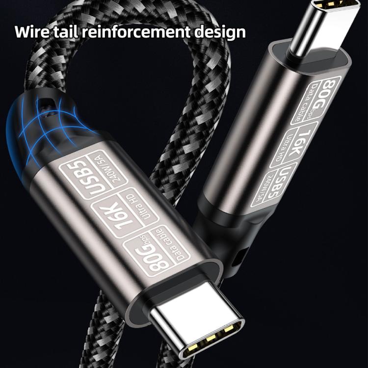 USB5 240W 16K 80Gbps Type-C to Type-C Thunderbolt 4 Full-function Data Cable - Gunmetal