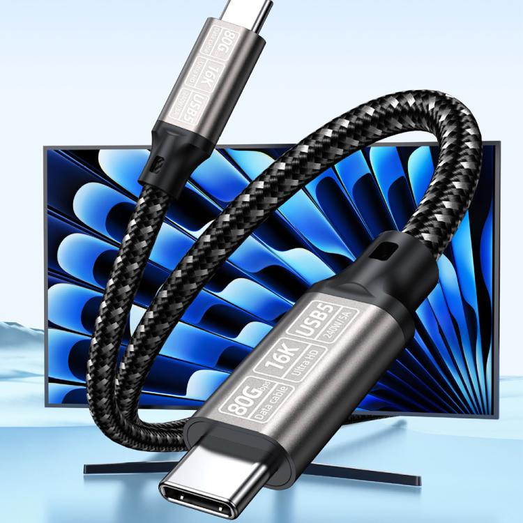 USB5 240W 16K 80Gbps Type-C to Type-C Thunderbolt 4 Full-function Data Cable - Gunmetal