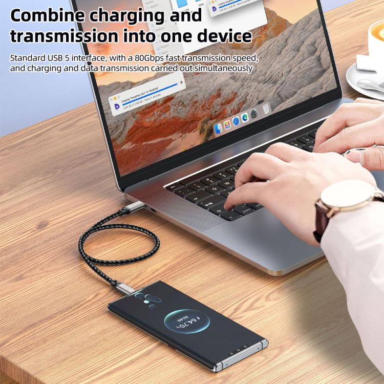 USB5 240W 16K 80Gbps Type-C to Type-C Thunderbolt 4 Full-function Data Cable - Gunmetal