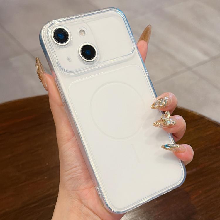 For iPhone 14 Plus Large Window Precision Hole Translucent Frosted TPU Phone Case
