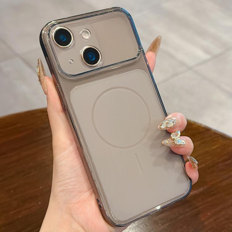 For iPhone 14 Large Window Precision Hole Translucent Frosted TPU Phone Case