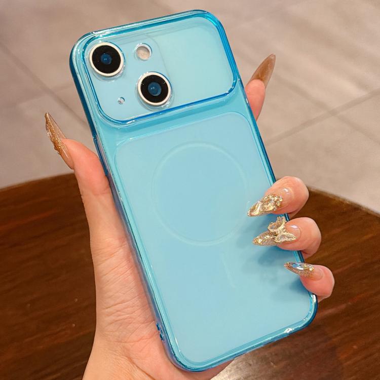 For iPhone 14 Large Window Precision Hole Translucent Frosted TPU Phone Case