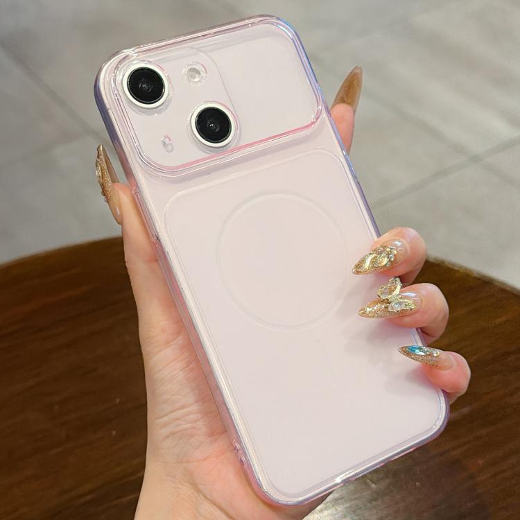 For iPhone 14 Large Window Precision Hole Translucent Frosted TPU Phone Case