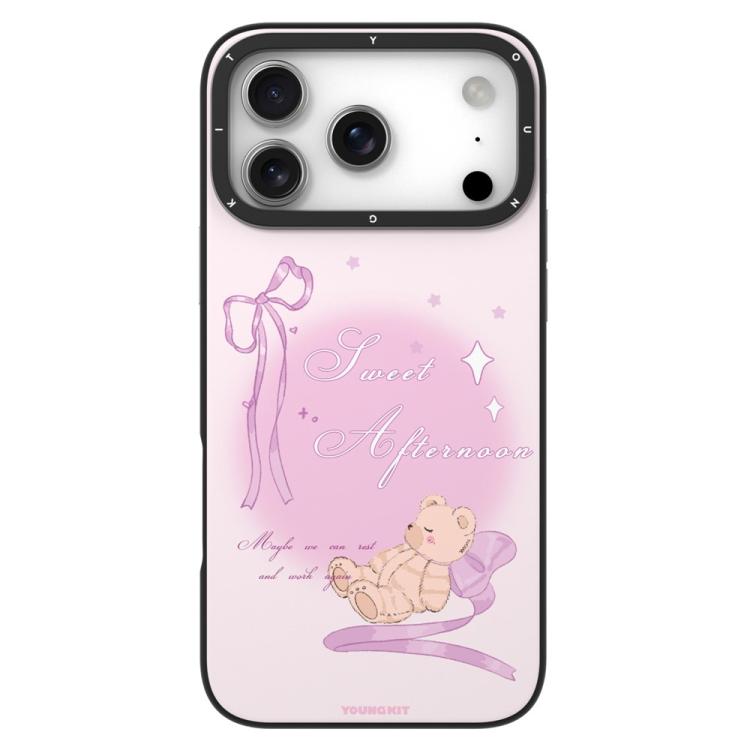 For iPhone 17 Pro YOUNGKIT Cute Animal Time Series Magnetic IMD TPU Phone Case - Violet Bear