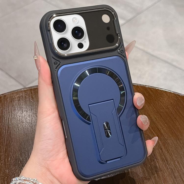 For iPhone 16 Pro Max Shockproof Lens Cover Magnetic Phone Case with Hidden Holder