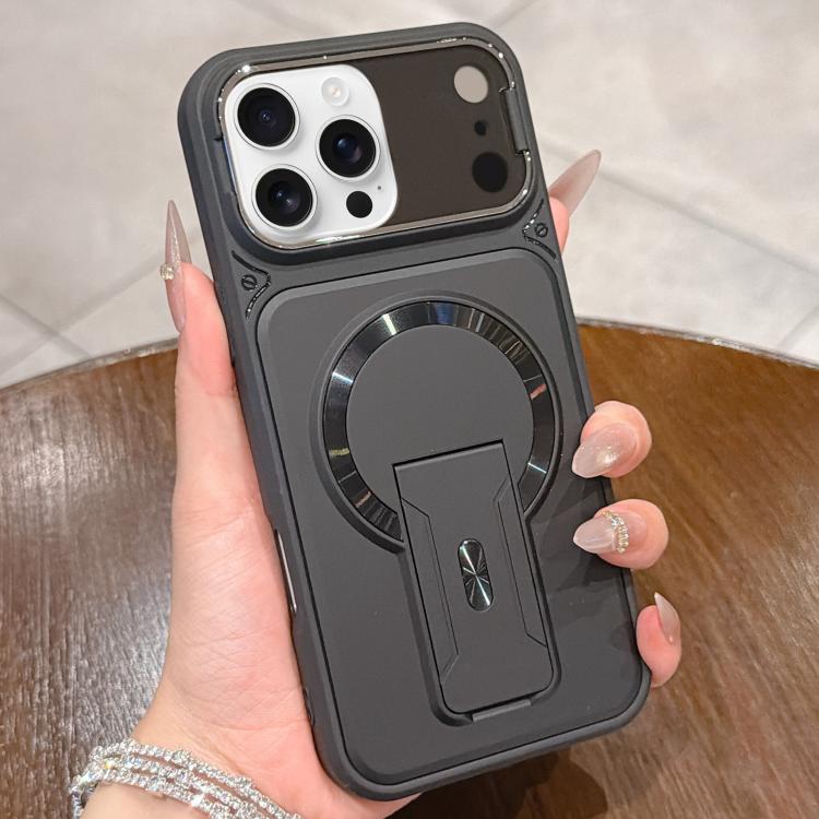 For iPhone 16 Pro Max Shockproof Lens Cover Magnetic Phone Case with Hidden Holder