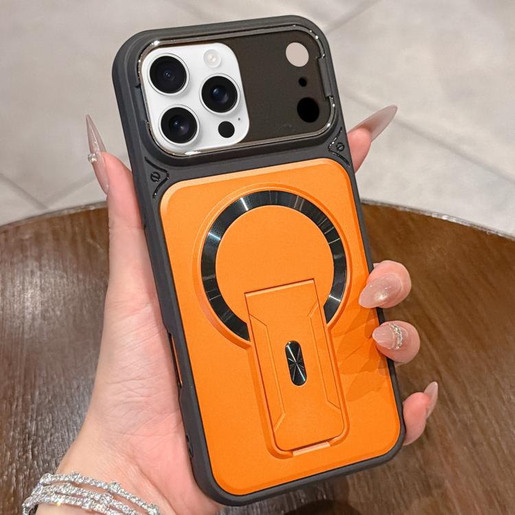 For iPhone 16 Pro Shockproof Lens Cover Magnetic Phone Case with Hidden Holder