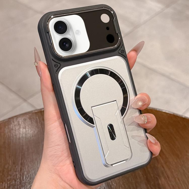For iPhone 16 Shockproof Lens Cover Magnetic Phone Case with Hidden Holder