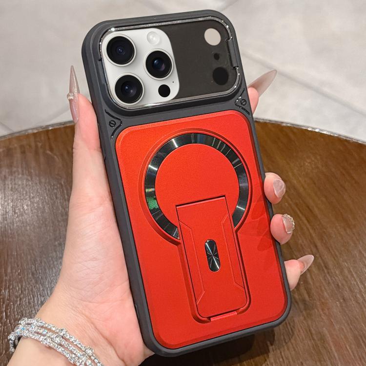 For iPhone 15 Pro Max Shockproof Lens Cover Magnetic Phone Case with Hidden Holder