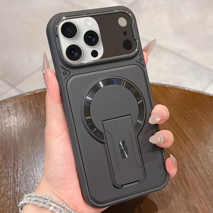 For iPhone 15 Pro Max Shockproof Lens Cover Magnetic Phone Case with Hidden Holder