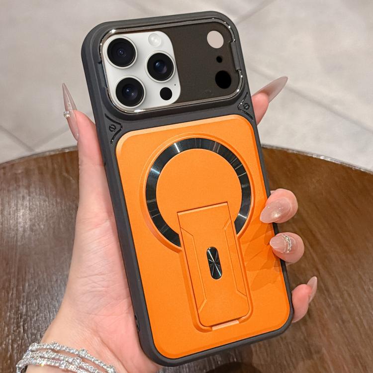 For iPhone 15 Pro Shockproof Lens Cover Magnetic Phone Case with Hidden Holder