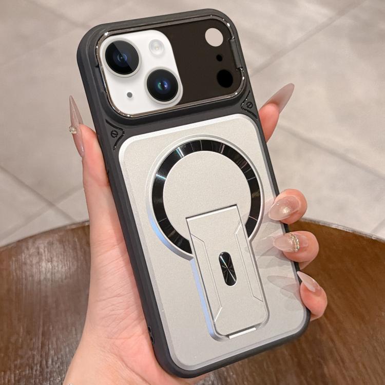For iPhone 15 Plus Shockproof Lens Cover Magnetic Phone Case with Hidden Holder