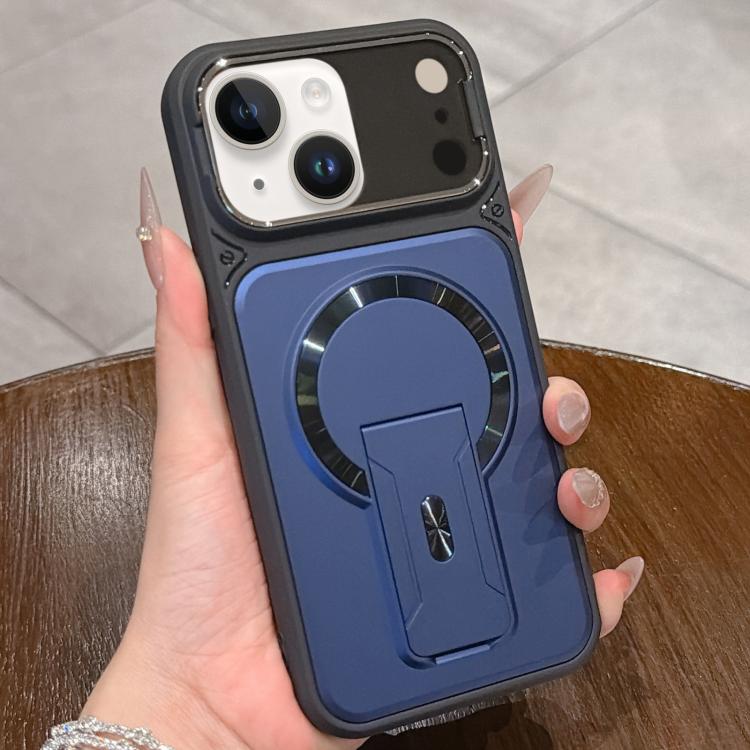 For iPhone 14 Shockproof Lens Cover Magnetic Phone Case with Hidden Holder