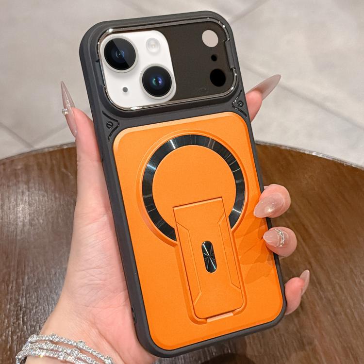 For iPhone 14 Shockproof Lens Cover Magnetic Phone Case with Hidden Holder