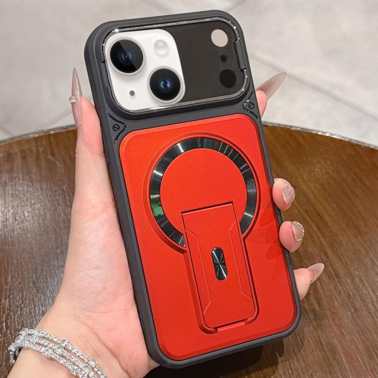 For iPhone 14 Shockproof Lens Cover Magnetic Phone Case with Hidden Holder