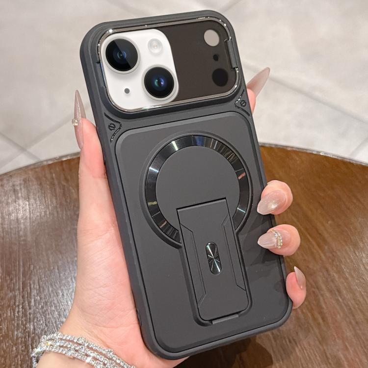 For iPhone 14 Shockproof Lens Cover Magnetic Phone Case with Hidden Holder