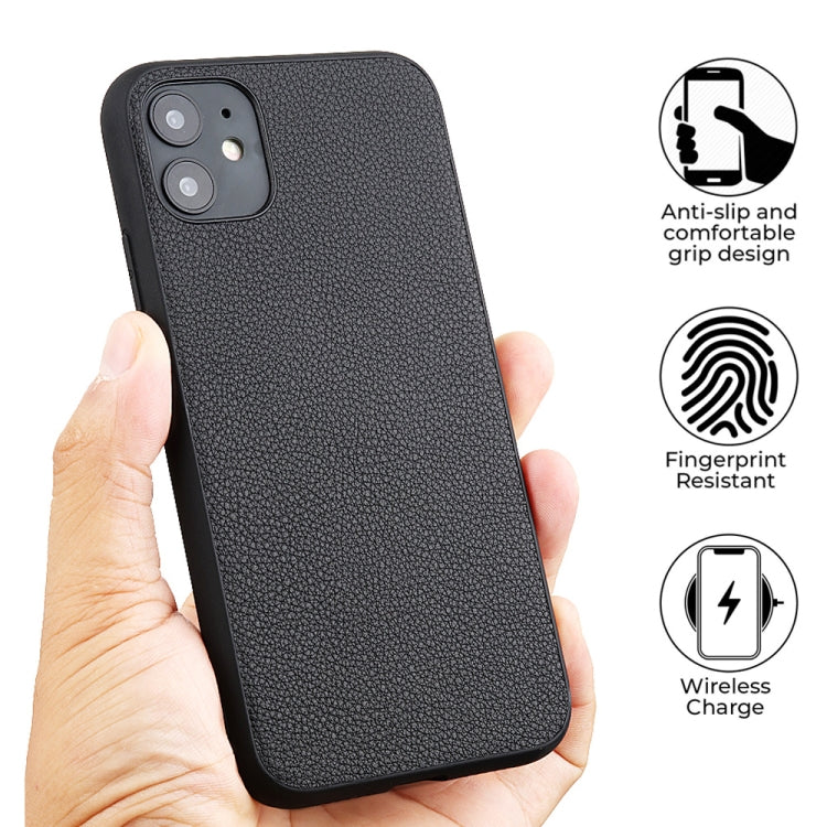 For iPhone 12 mini Bead Texture Genuine Leather Protective Case