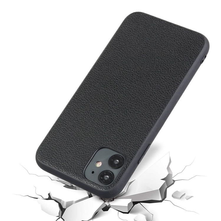 For iPhone 12 / 12 Pro Bead Texture Genuine Leather Protective Case