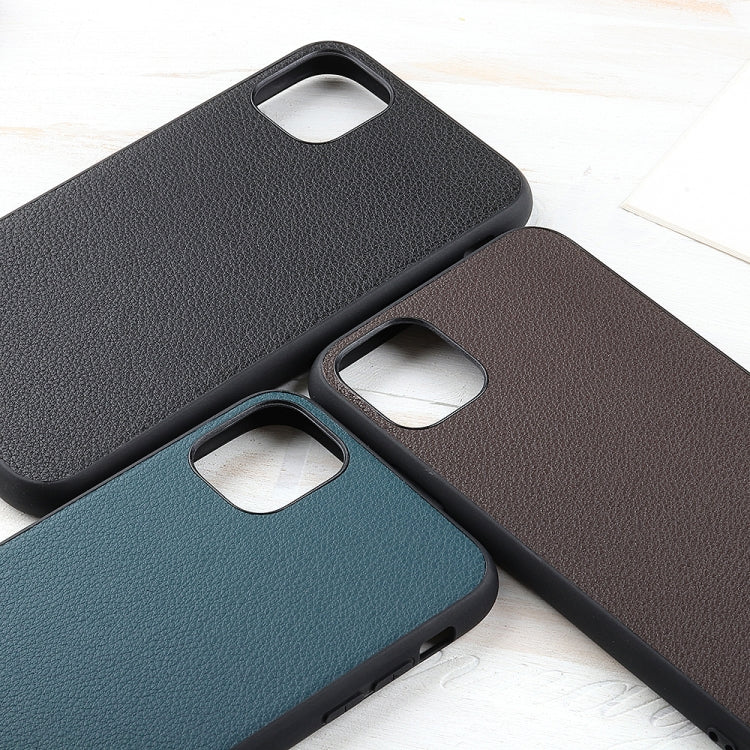For iPhone 12 / 12 Pro Bead Texture Genuine Leather Protective Case