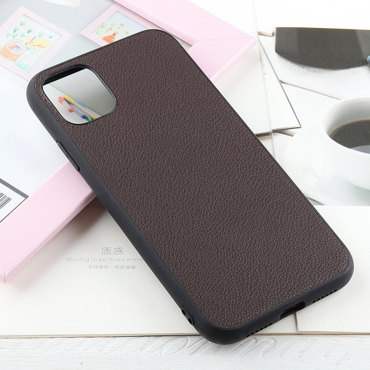 For iPhone 12 / 12 Pro Bead Texture Genuine Leather Protective Case
