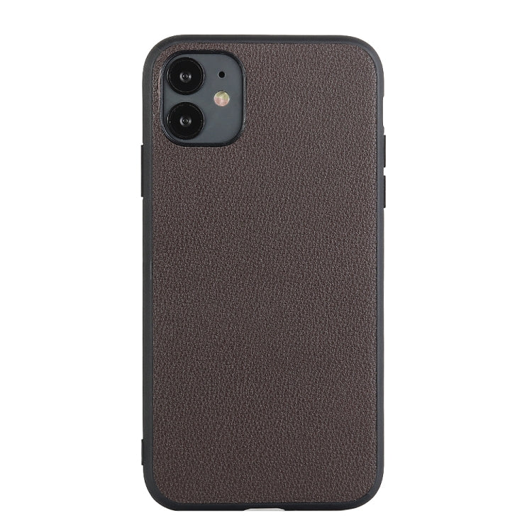 For iPhone 12 / 12 Pro Bead Texture Genuine Leather Protective Case