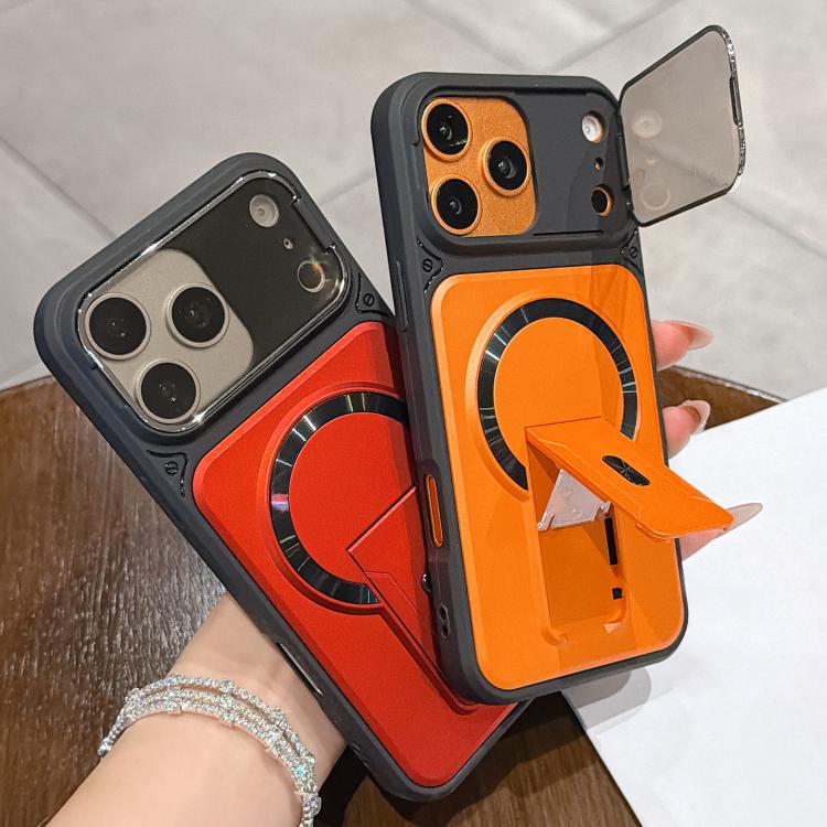 For iPhone 15 Pro Max Shockproof Lens Cover Magnetic Phone Case with Hidden Holder