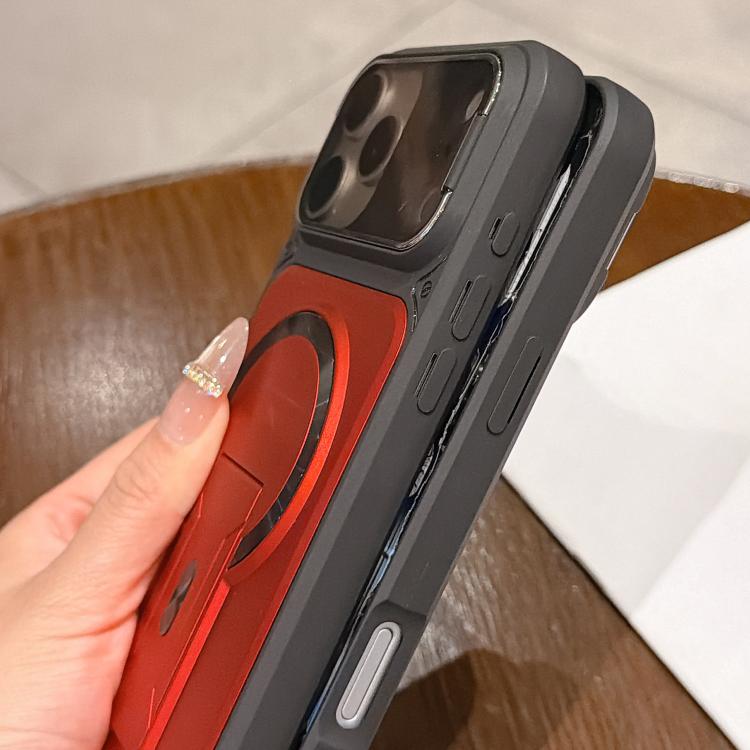 For iPhone 15 Pro Max Shockproof Lens Cover Magnetic Phone Case with Hidden Holder