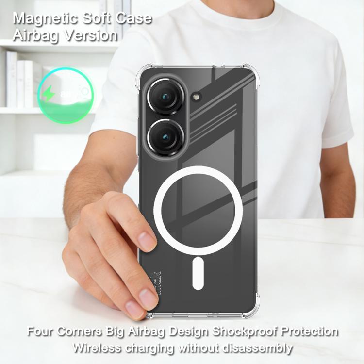 For Asus Zenfone 9/Zenfone10 imak Magnetic Shockproof Airbag TPU Phone Case - Transparent