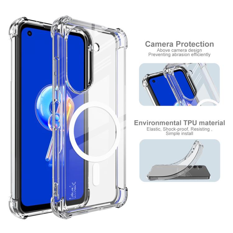 For Asus Zenfone 9/Zenfone10 imak Magnetic Shockproof Airbag TPU Phone Case - Transparent