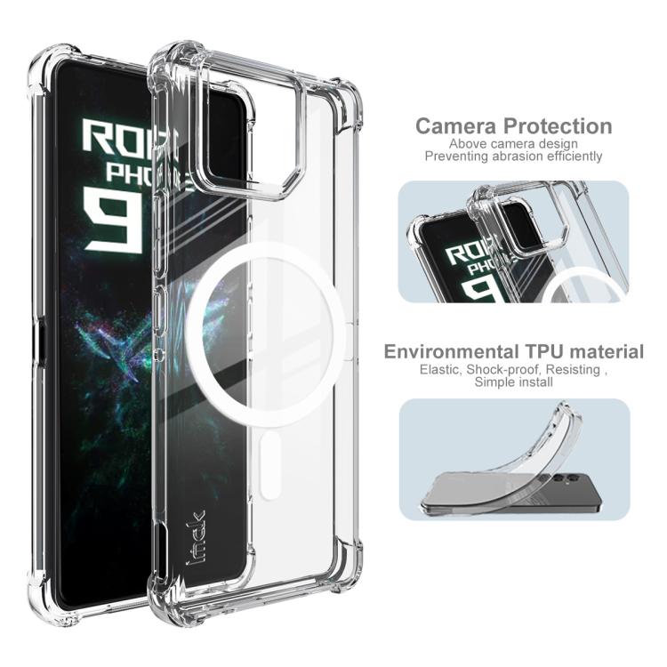 For Asus ROG Phone 9/ROG Phone 9 Pro imak Magnetic Shockproof Airbag TPU Phone Case - Transparent