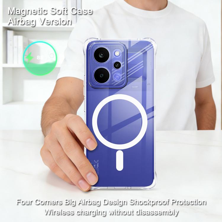 For Realme P4 Power 5G imak Magnetic Shockproof Airbag TPU Phone Case - Transparent