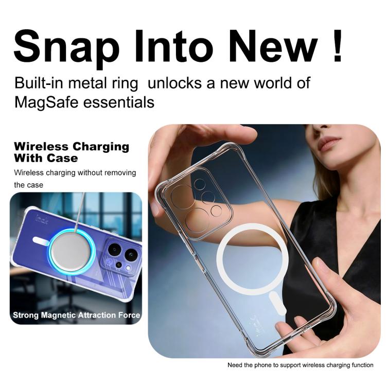 For Realme P4 Power 5G imak Magnetic Shockproof Airbag TPU Phone Case - Transparent