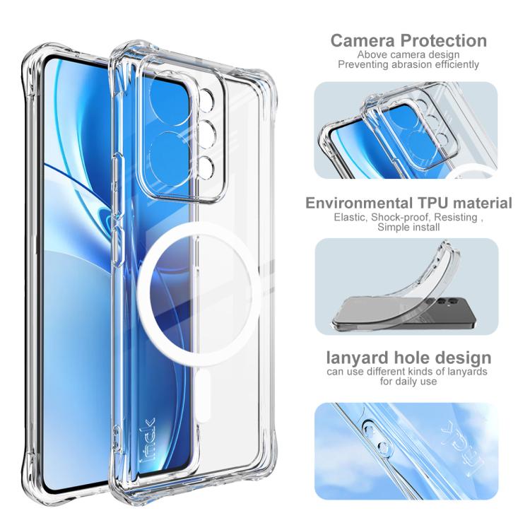 For Realme P4 Power 5G imak Magnetic Shockproof Airbag TPU Phone Case - Transparent