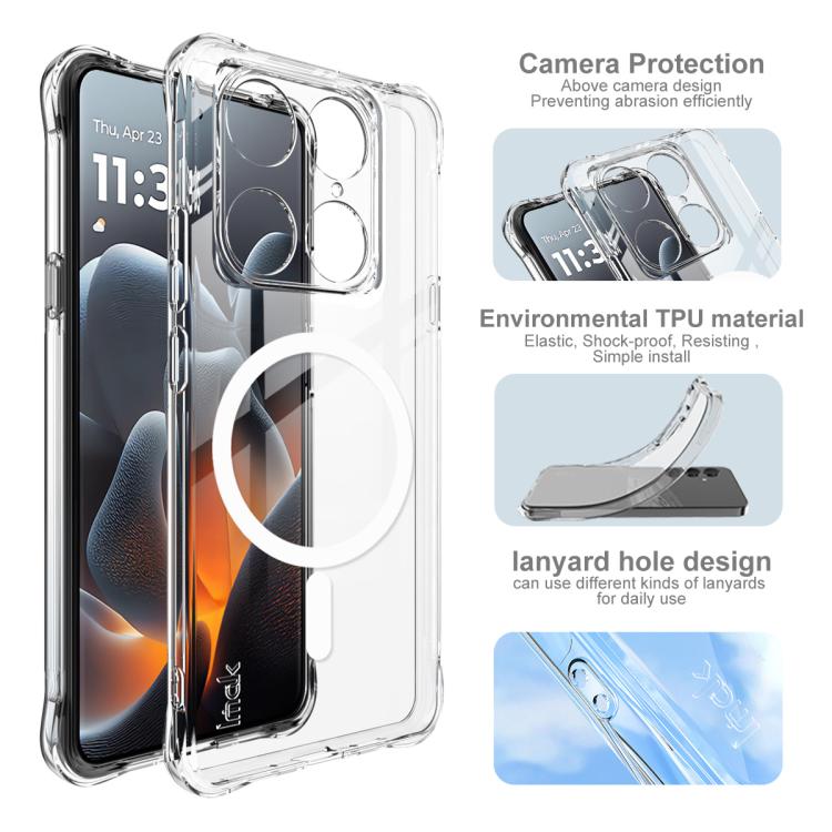 For Motorola Edge 70 Ultra 5G imak Magnetic Shockproof Airbag TPU Phone Case - Transparent