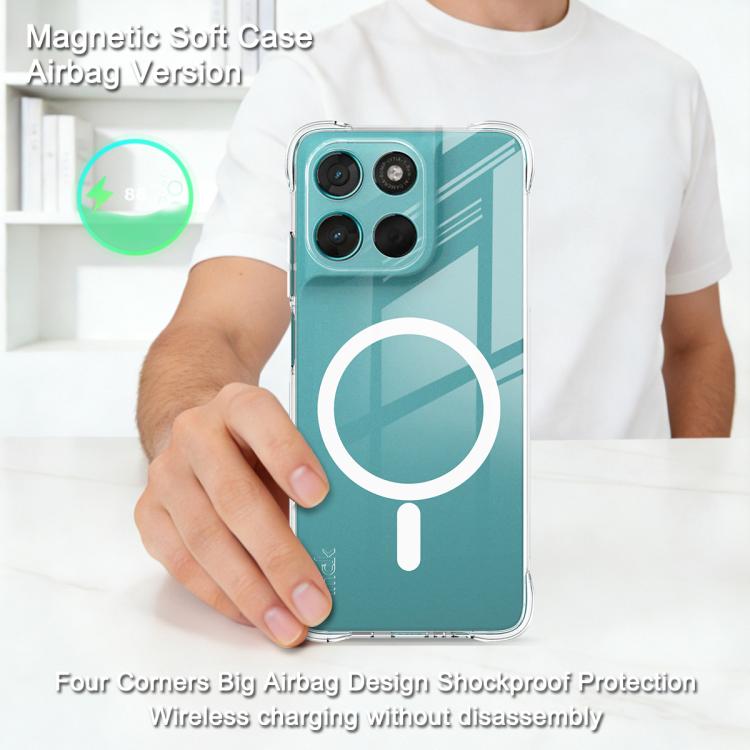 For Motorola Moto G57 Power 5G imak Magnetic Shockproof Airbag TPU Phone Case - Transparent