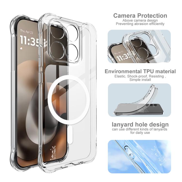For Motorola Moto G67 5G/G77 5G imak Magnetic Shockproof Airbag TPU Phone Case - Transparent