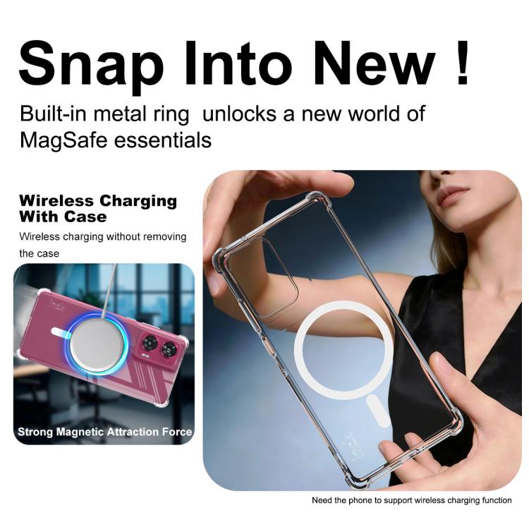 For Motorola Edge 50 Fusion imak Magnetic Shockproof Airbag TPU Phone Case - Transparent
