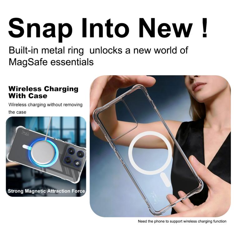 For Motorola Edge 70 5G imak Magnetic Shockproof Airbag TPU Phone Case - Transparent